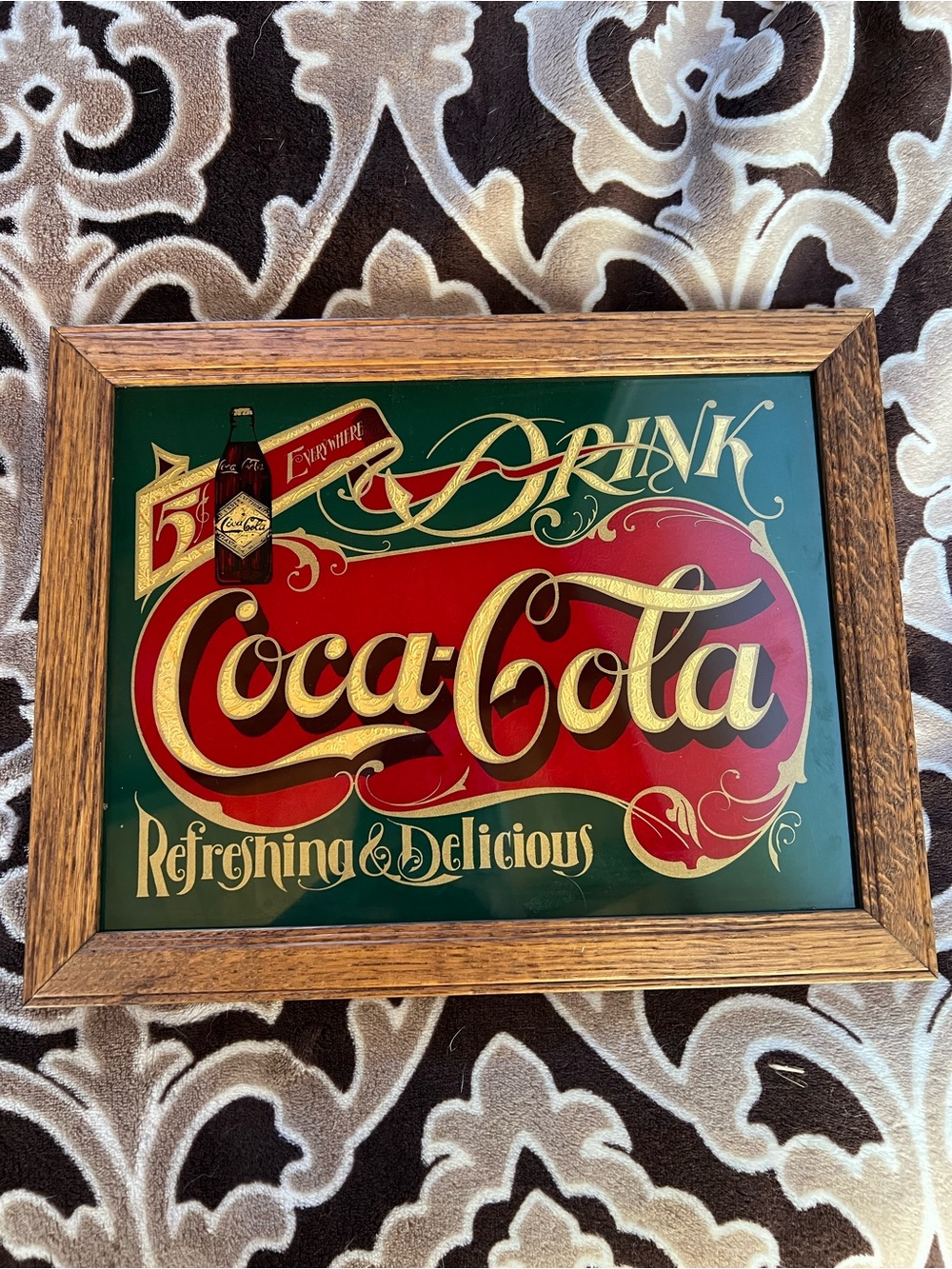 Vintage Coca Cola Red and Green Retro Advertising Plaque